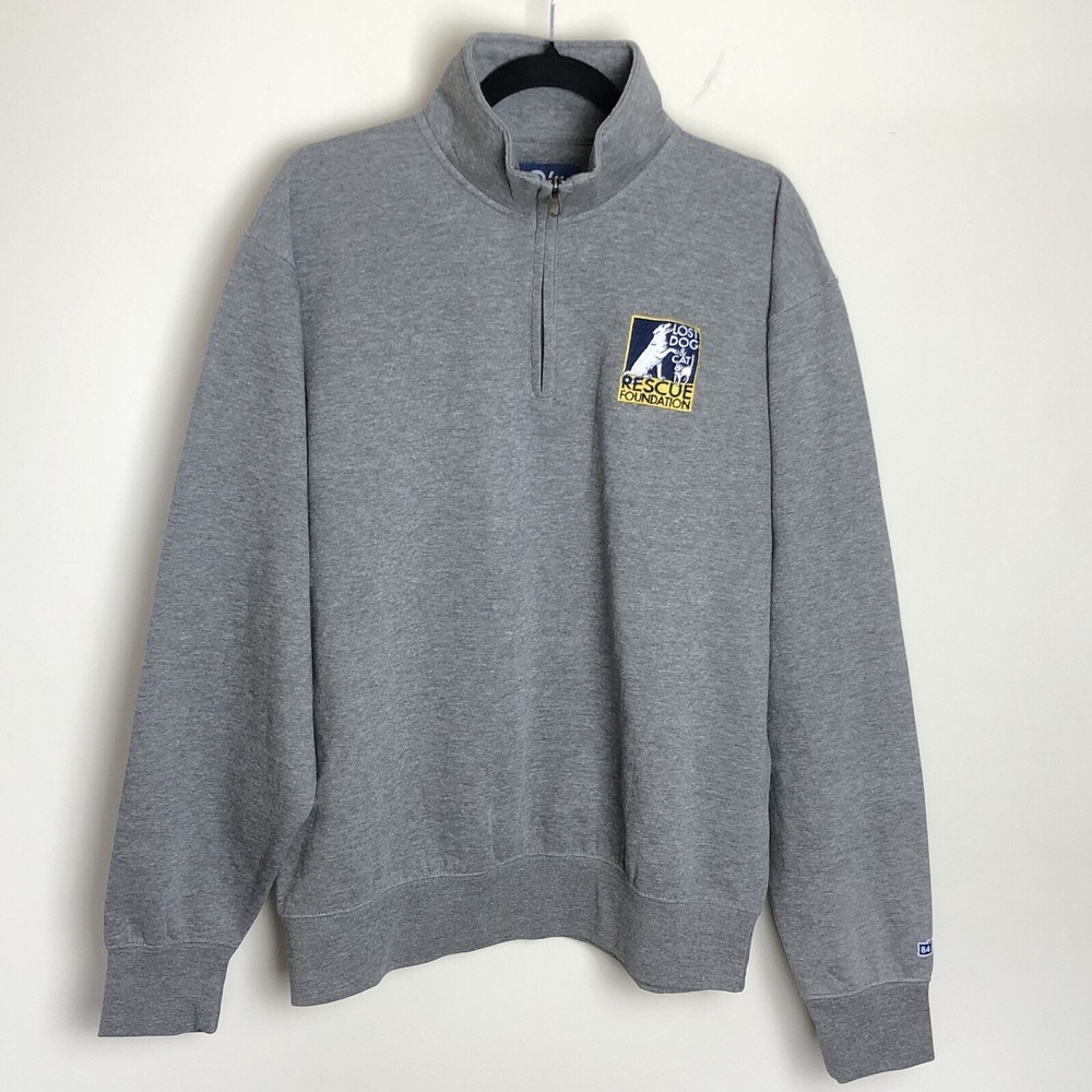 Lost Dog and Cat Rescue Foundation Blue 84 Men's Medium Gray 1/4 Zip Pullover